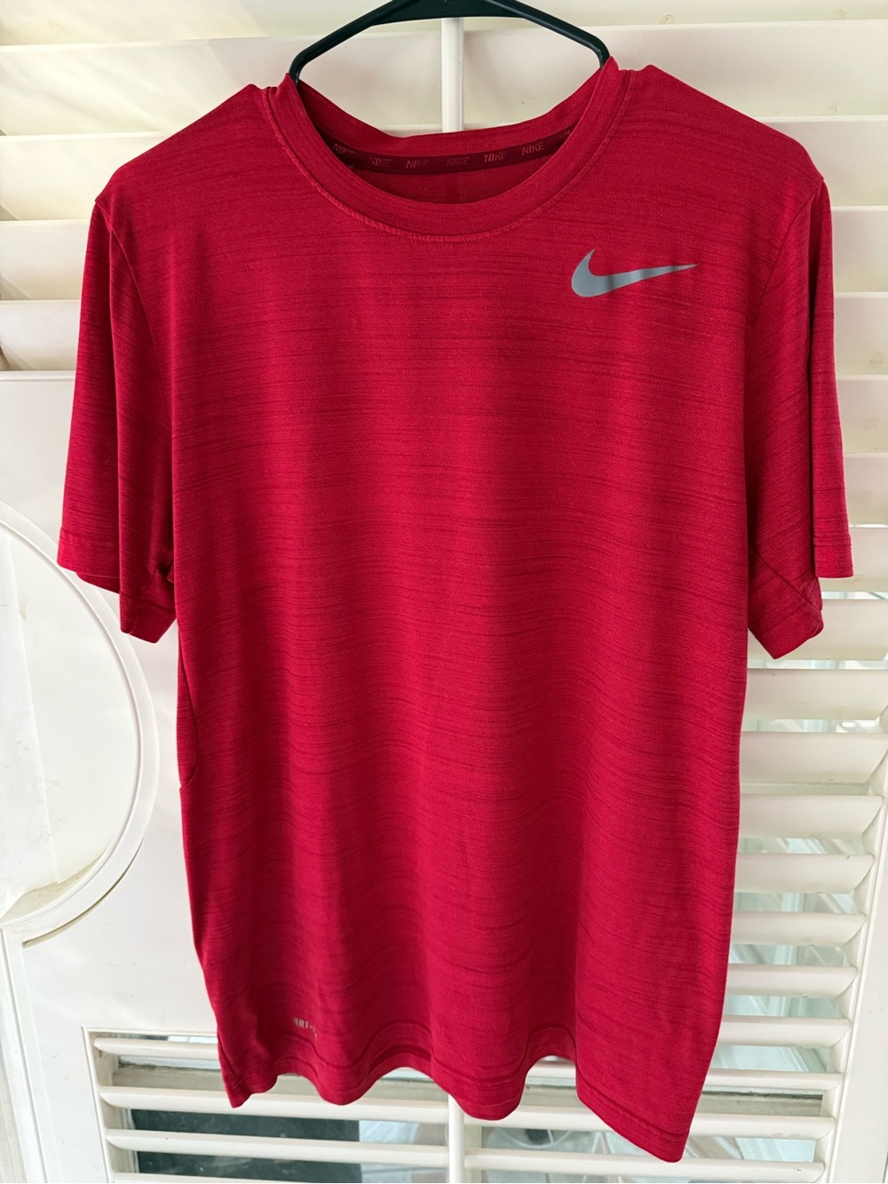 Nike Men’s Red Short Sleeve Dri-FIT Tee with Swoosh